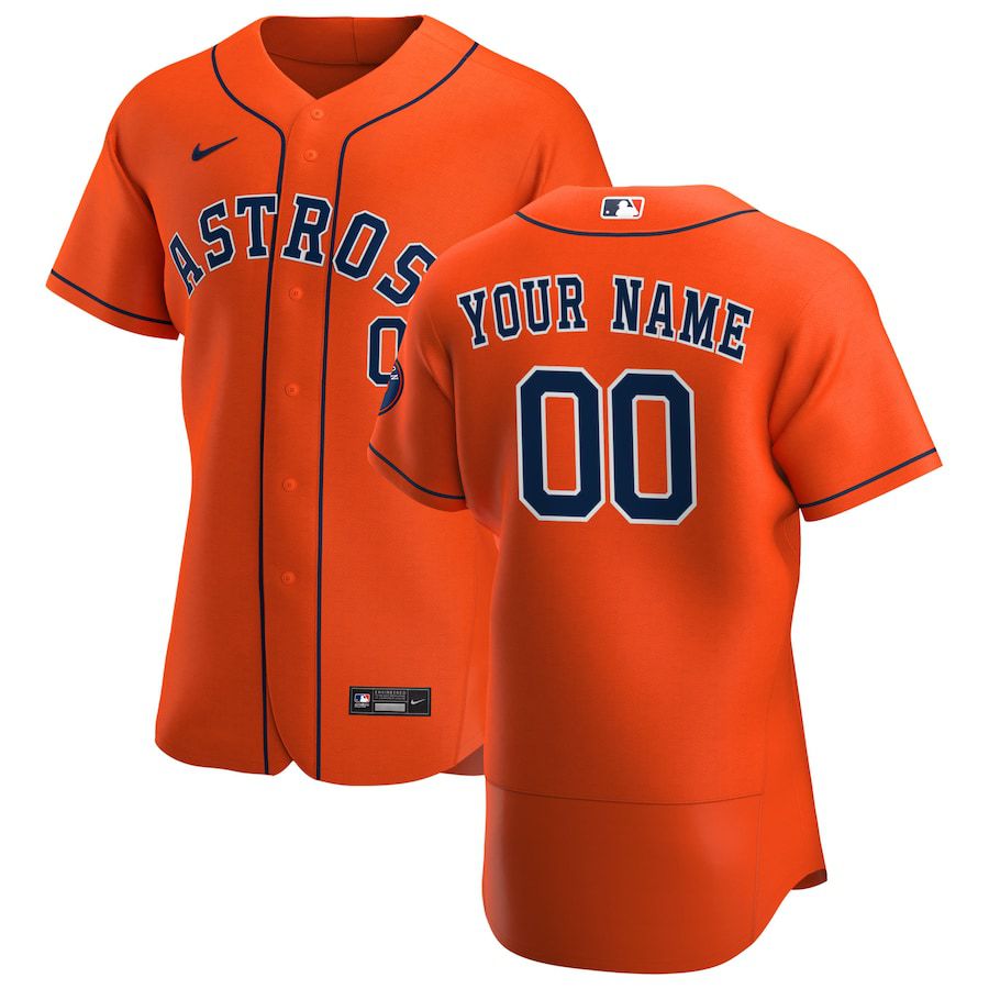 Mens Houston Astros Nike Orange Alternate Authentic Custom MLB Jerseys